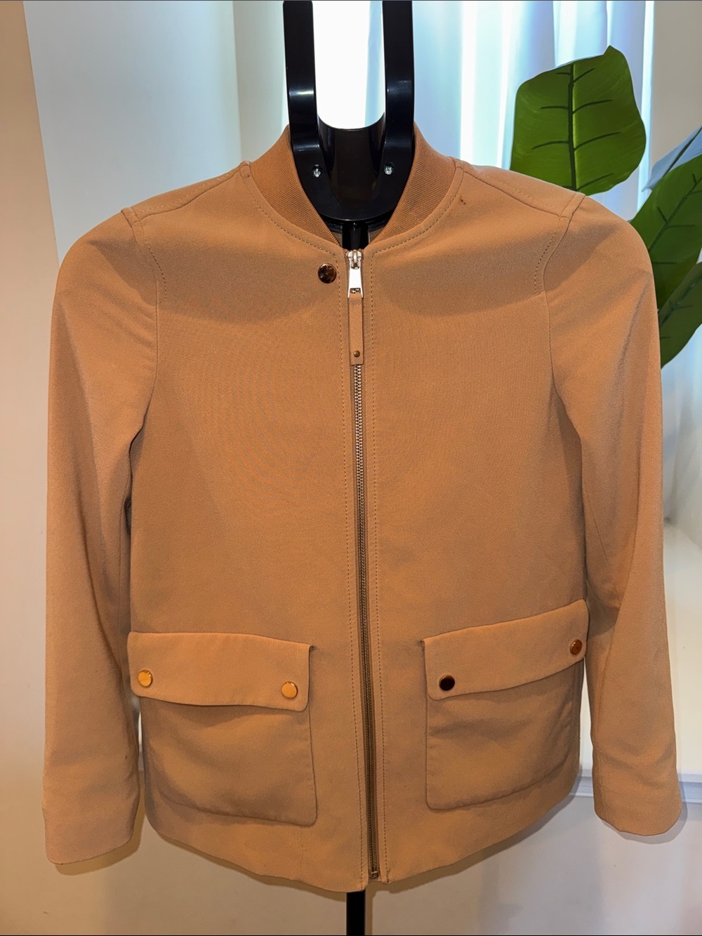 H&M Women’s Casual Zip Front Jacket - Camel